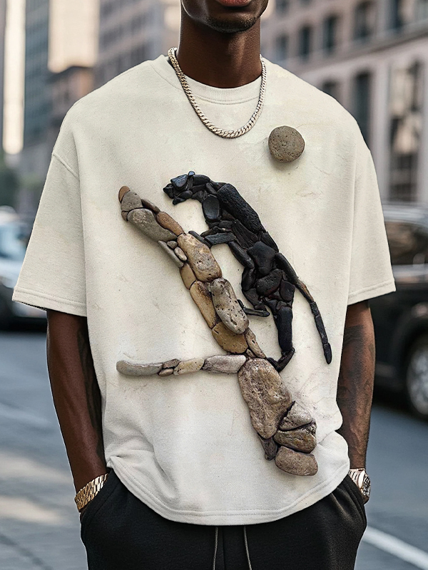 Men's Black Panther Pebble Art Print Casual T-Shirt-Styleame