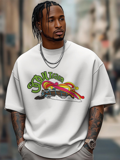 Men's Soul Train Graphic Print Cotton Casual T-Shirt-Styleame