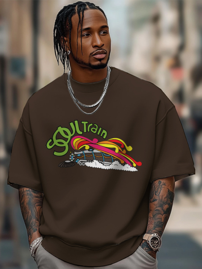 Men's Soul Train Graphic Print Cotton Casual T-Shirt-Styleame