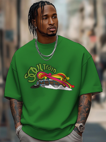 Men's Soul Train Graphic Print Cotton Casual T-Shirt-Styleame