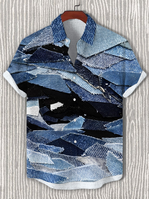 Men's Lemur Art Print Short Sleeve Shirt-Styleame