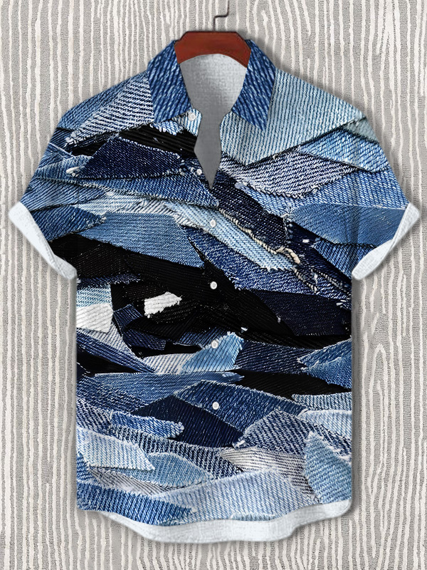 Men's Lemur Art Print Short Sleeve Shirt-Styleame