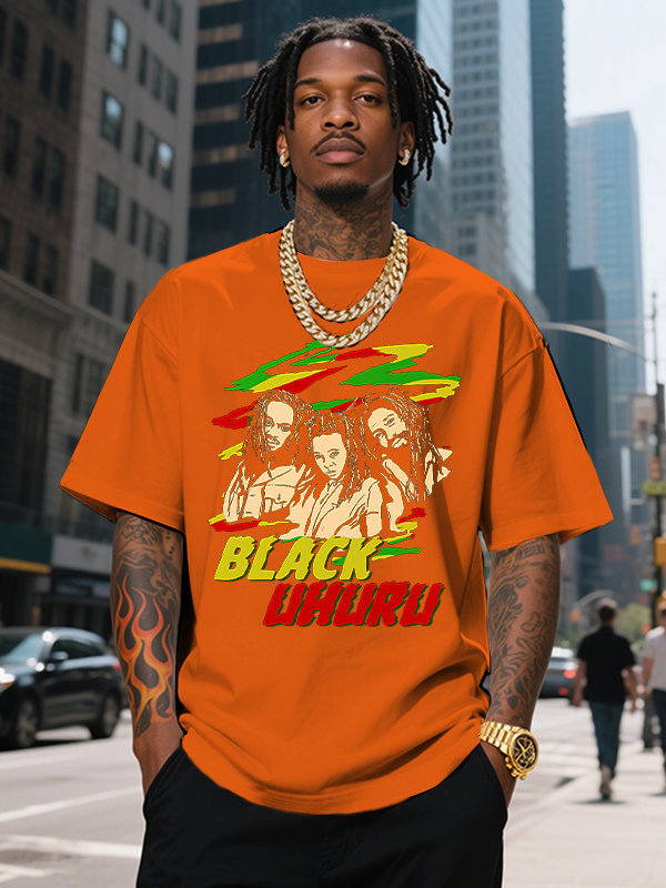 Men's BLACK UHURU Reggae Black Music Print Cotton Casual T-Shirt-Styleame