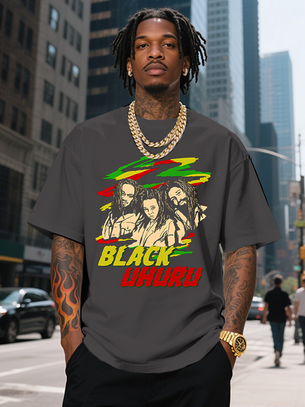 Men's BLACK UHURU Reggae Black Music Print Cotton Casual T-Shirt-Styleame