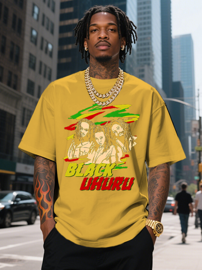 Men's BLACK UHURU Reggae Black Music Print Cotton Casual T-Shirt-Styleame