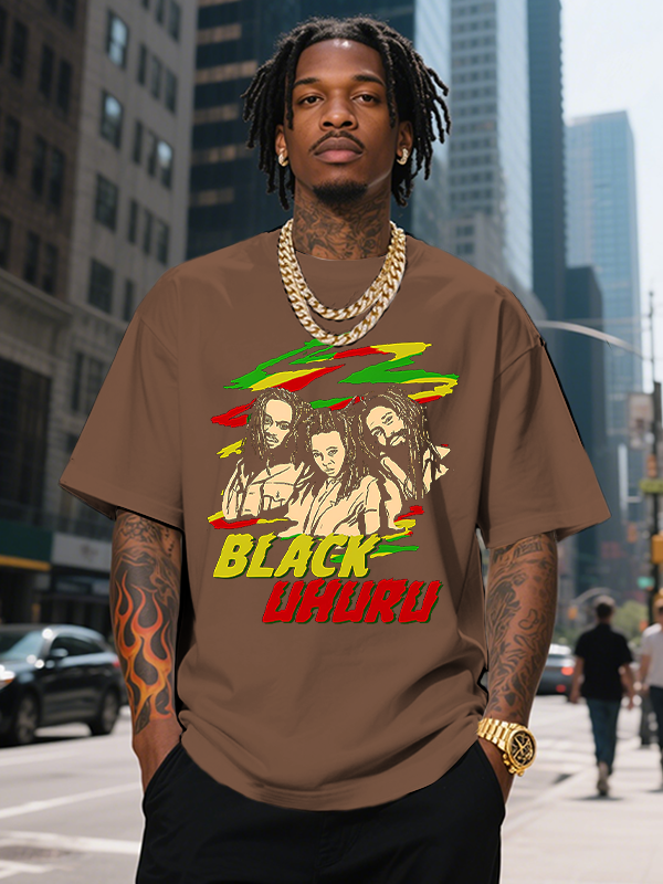 Men's BLACK UHURU Reggae Black Music Print Cotton Casual T-Shirt-Styleame