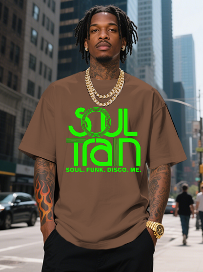Men's SOUL TRAIN SOUL FUNK DISCO ME Black Music Print Cotton Casual T-Shirt-Styleame