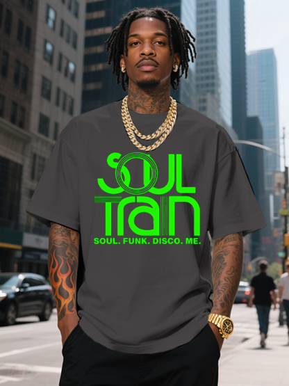 Men's SOUL TRAIN SOUL FUNK DISCO ME Black Music Print Cotton Casual T-Shirt-Styleame