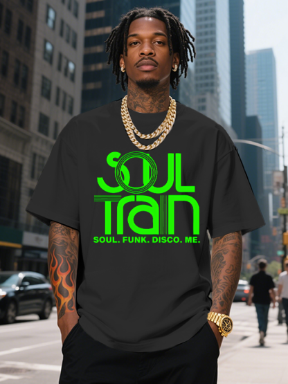 Men's SOUL TRAIN SOUL FUNK DISCO ME Black Music Print Cotton Casual T-Shirt-Styleame