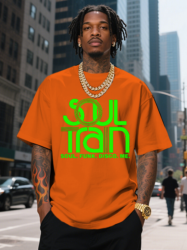 Men's SOUL TRAIN SOUL FUNK DISCO ME Black Music Print Cotton Casual T-Shirt-Styleame