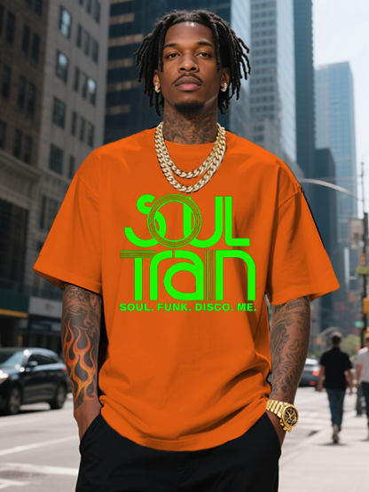 Men's SOUL TRAIN SOUL FUNK DISCO ME Black Music Print Cotton Casual T-Shirt-Styleame
