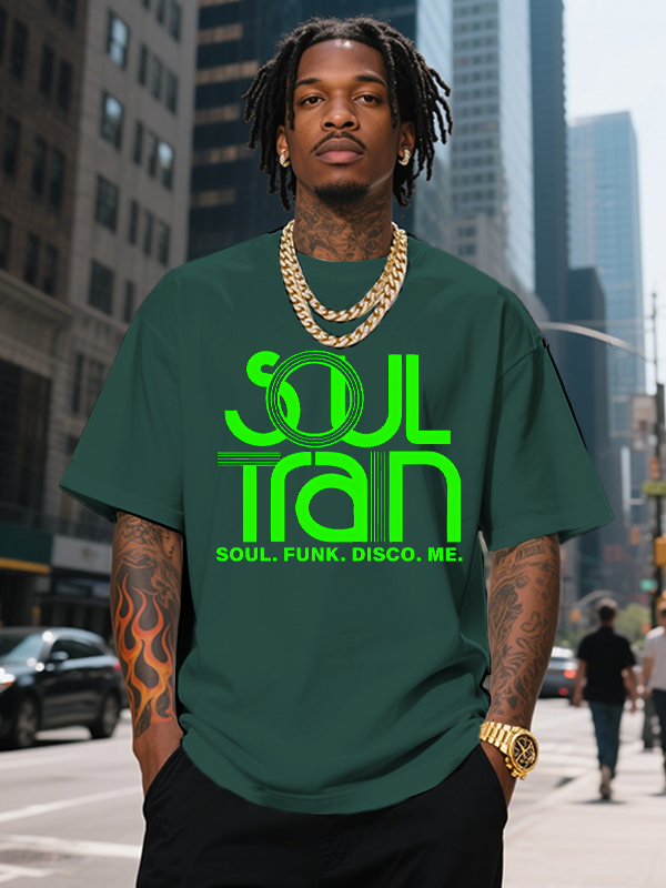Men's SOUL TRAIN SOUL FUNK DISCO ME Black Music Print Cotton Casual T-Shirt-Styleame