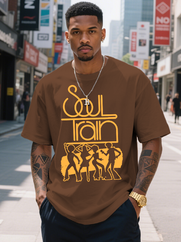 Men's Soul Train And Dancing Silhouettes Art Print Casual T-Shirt-Styleame