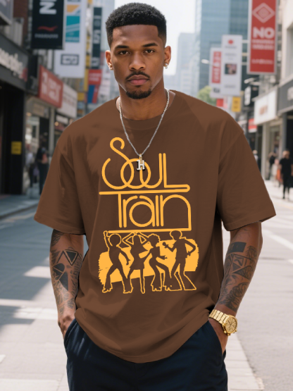 Men's Soul Train And Dancing Silhouettes Art Print Casual T-Shirt-Styleame