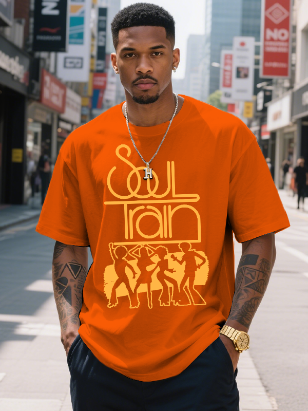 Men's Soul Train And Dancing Silhouettes Art Print Casual T-Shirt-Styleame