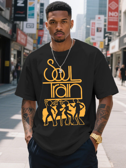 Men's Soul Train And Dancing Silhouettes Art Print Casual T-Shirt-Styleame