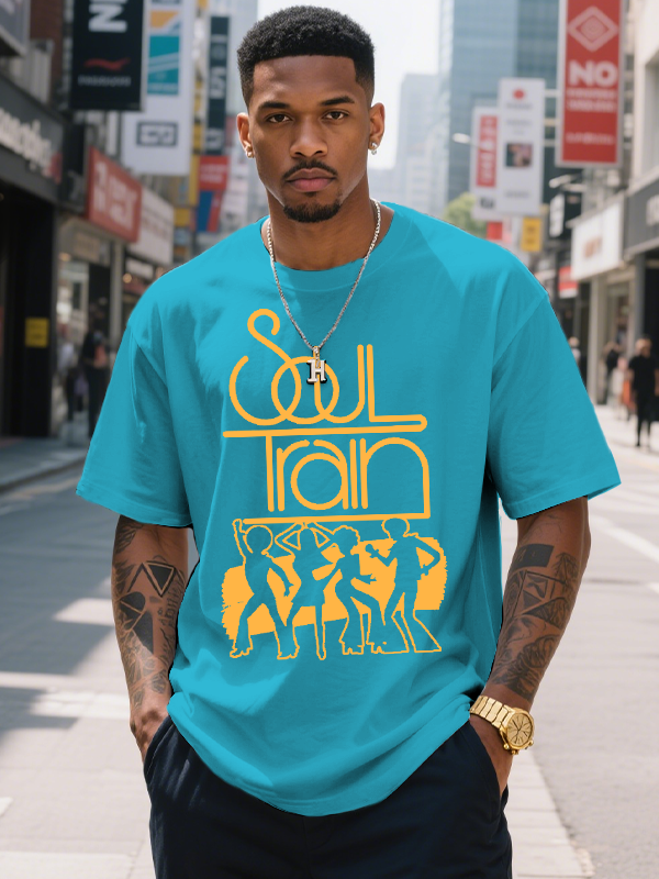Men's Soul Train And Dancing Silhouettes Art Print Casual T-Shirt-Styleame