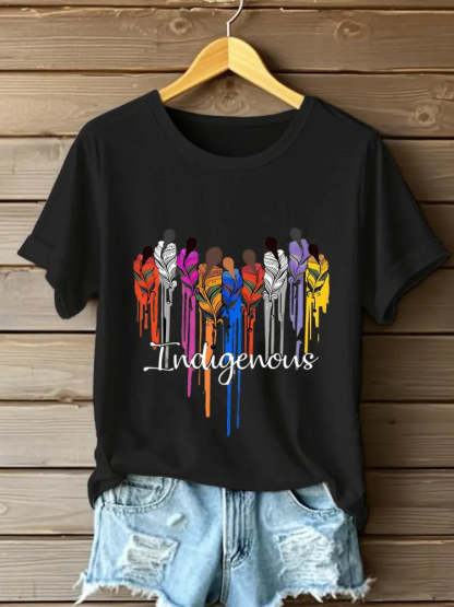 Women's Afro Art Indigenous Print Cotton Casual T-Shirt-Styleame