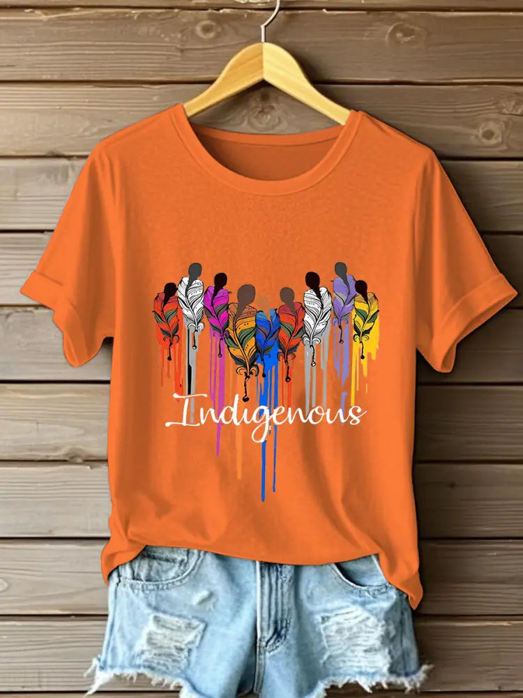 Women's Afro Art Indigenous Print Cotton Casual T-Shirt-Styleame