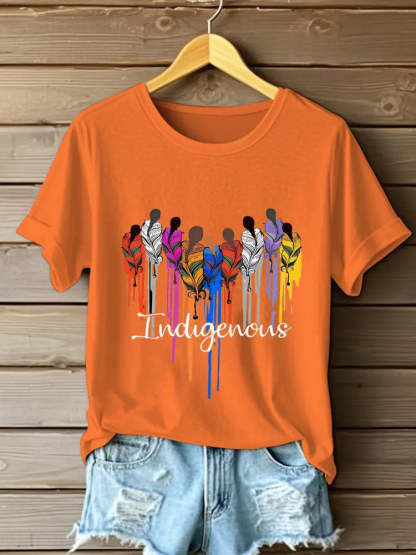 Women's Afro Art Indigenous Print Cotton Casual T-Shirt-Styleame