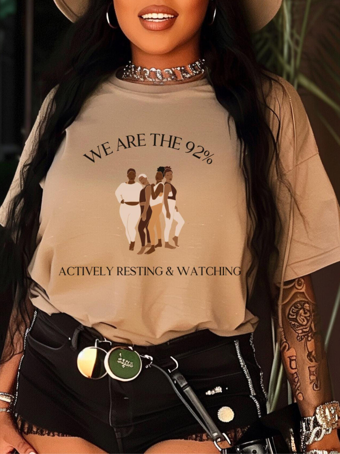 Women's We Are The 92% Actively Resting And Watching Print Cotton Casual T-Shirt-Styleame