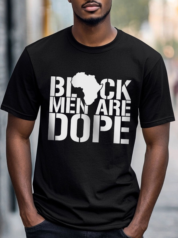 Men's Black Men Are Dope Print Cotton Casual T-Shirt-Styleame