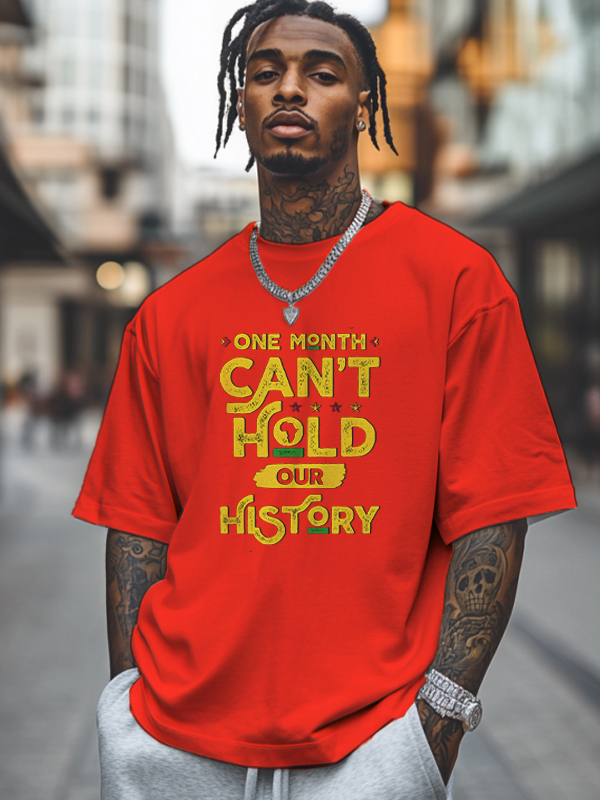 Men's One Month Can't Hold Our History Print Cotton Casual T-Shirt-Styleame