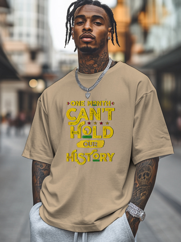Men's One Month Can't Hold Our History Print Cotton Casual T-Shirt-Styleame