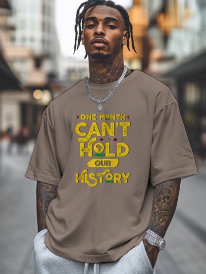 Men's One Month Can't Hold Our History Print Cotton Casual T-Shirt-Styleame