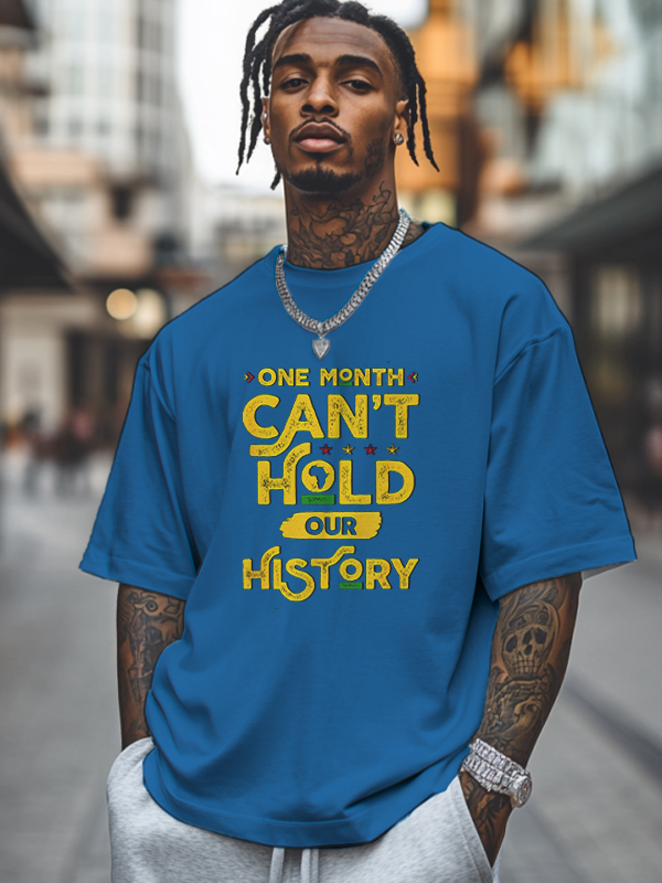 Men's One Month Can't Hold Our History Print Cotton Casual T-Shirt-Styleame