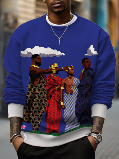 Men's Hip Hop Black Man Art Print Casual Sweatshirt-Styleame
