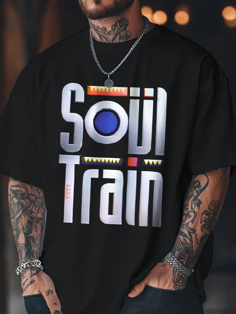 Men's Soul Train Art Print Cotton Casual T-Shirt-Styleame