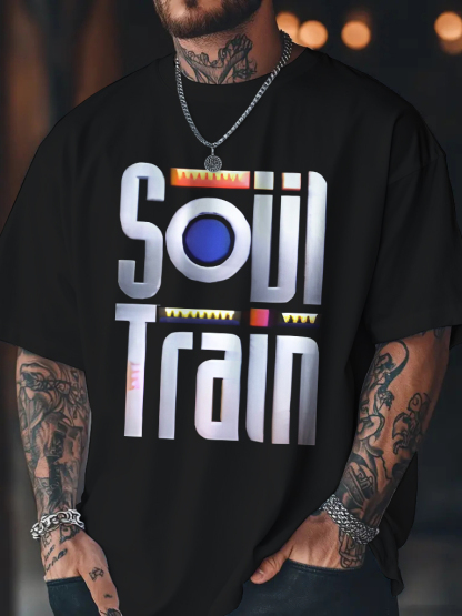 Men's Soul Train Art Print Cotton Casual T-Shirt-Styleame