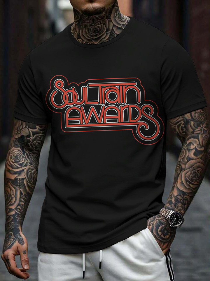 Men's Soul Train Awards Print Cotton Casual T-Shirt-Styleame