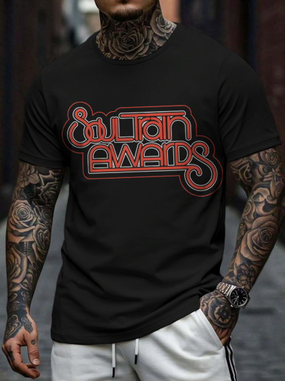 Men's Soul Train Awards Print Cotton Casual T-Shirt-Styleame