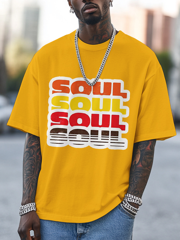 Men's Soul Print Cotton Casual T-Shirt-Styleame