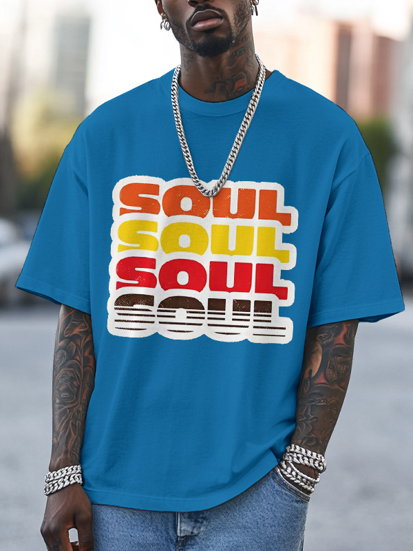 Men's Soul Print Cotton Casual T-Shirt-Styleame