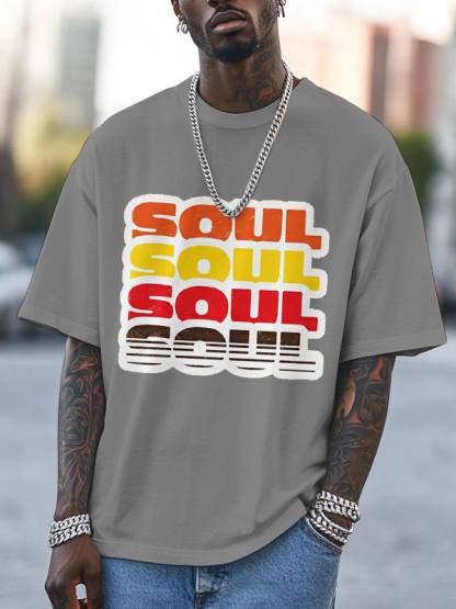 Men's Soul Print Cotton Casual T-Shirt-Styleame