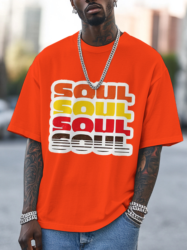 Men's Soul Print Cotton Casual T-Shirt-Styleame