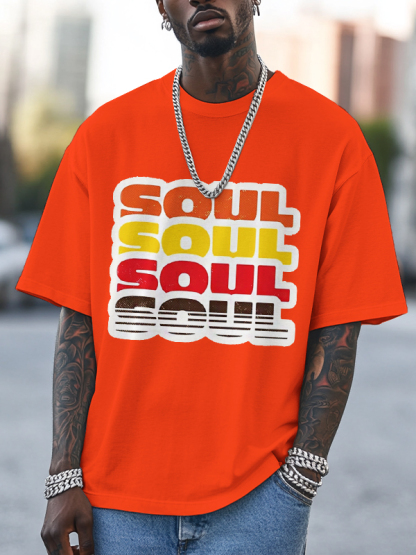 Men's Soul Print Cotton Casual T-Shirt-Styleame