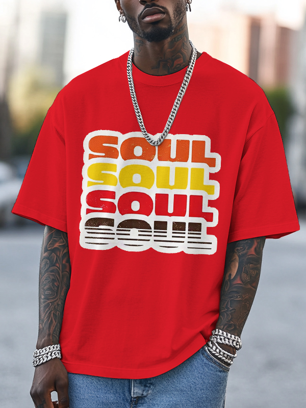 Men's Soul Print Cotton Casual T-Shirt-Styleame