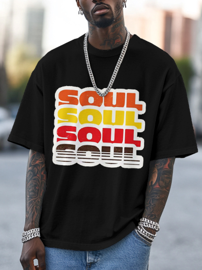 Men's Soul Print Cotton Casual T-Shirt-Styleame