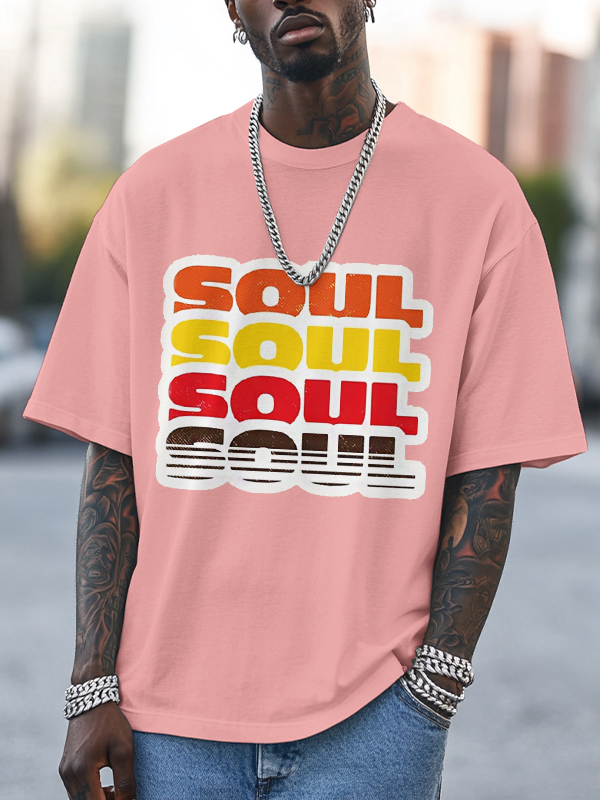 Men's Soul Print Cotton Casual T-Shirt-Styleame