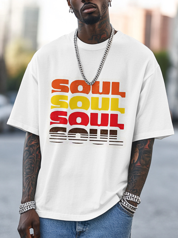 Men's Soul Print Cotton Casual T-Shirt-Styleame