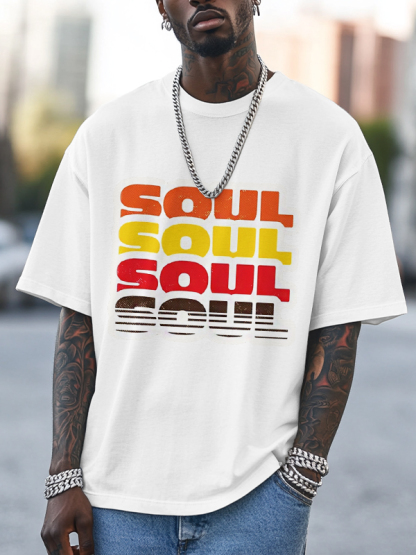 Men's Soul Print Cotton Casual T-Shirt-Styleame