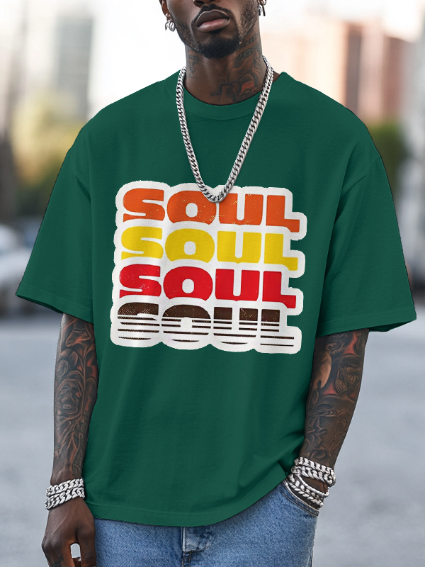 Men's Soul Print Cotton Casual T-Shirt-Styleame