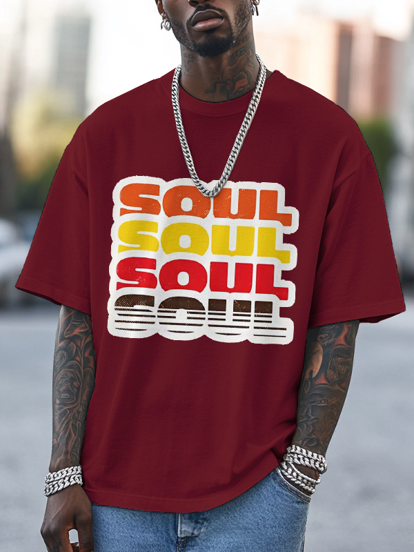 Men's Soul Print Cotton Casual T-Shirt-Styleame