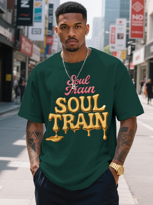 Men's Soul Train Funny Art Print Cotton Casual T-Shirt-Styleame