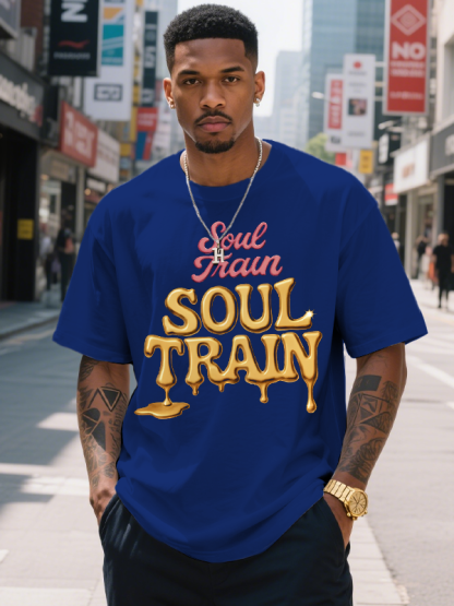 Men's Soul Train Funny Art Print Cotton Casual T-Shirt-Styleame