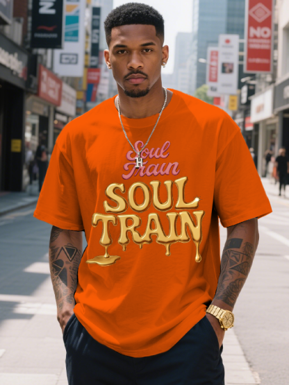 Men's Soul Train Funny Art Print Cotton Casual T-Shirt-Styleame